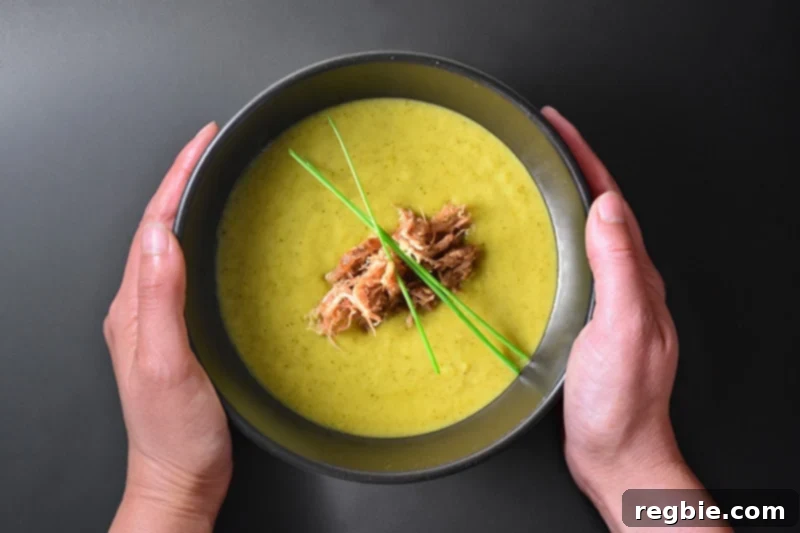 Whole30 Meal Idea: Curried Cream of Broccoli Soup with Protein Topping