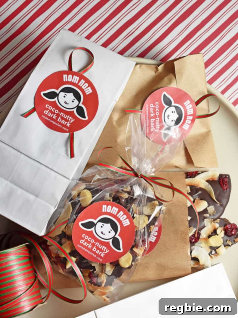 Coco-Nutty Dark Bark by Michelle Tam / Nom Nom Paleo https://nomnompaleo.com finished product ready to be enjoyed or gifted.