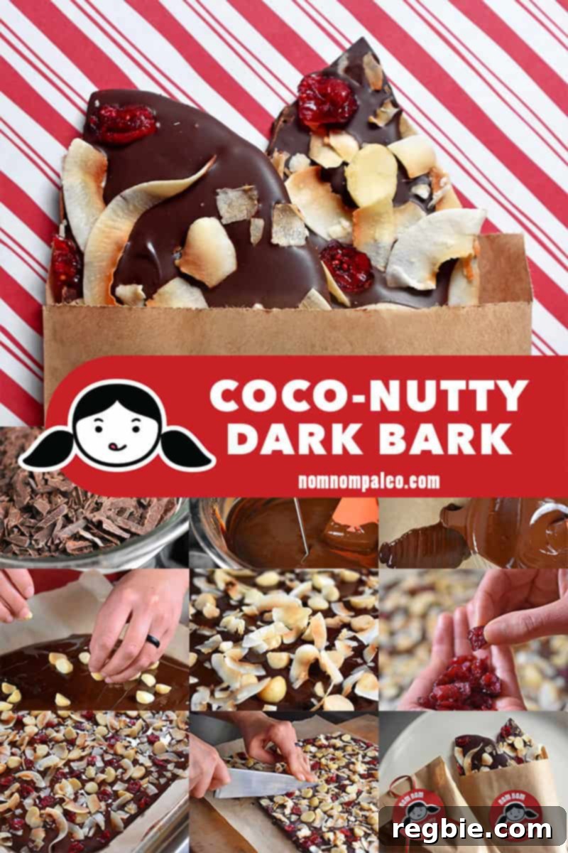 Paleo Coco-Nutty Dark Bark is perfect for DIY homemade edible holiday gifts because the recipe is drop-dead simple and infinitely customizable.