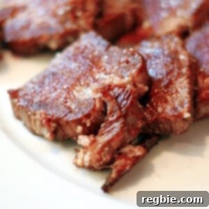 A plate of sous vide cooked grass fed beef tongue and cheek.