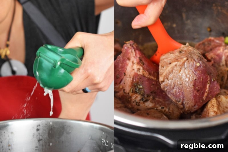 Adding fresh lime juice to the Instant Pot Spicy Pineapple Pork.