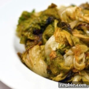 Plate of escarole roasted in the oven.