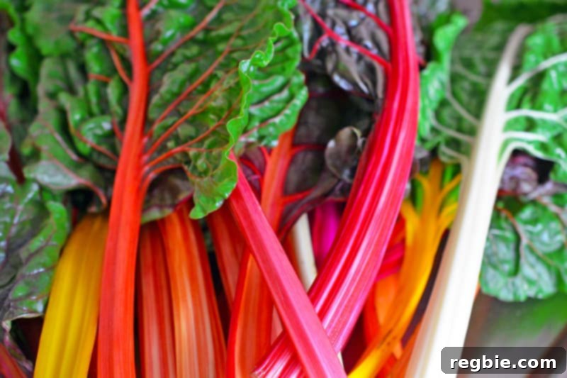Vibrant Rainbow Swiss Chard, a key ingredient for a healthy and delicious side dish