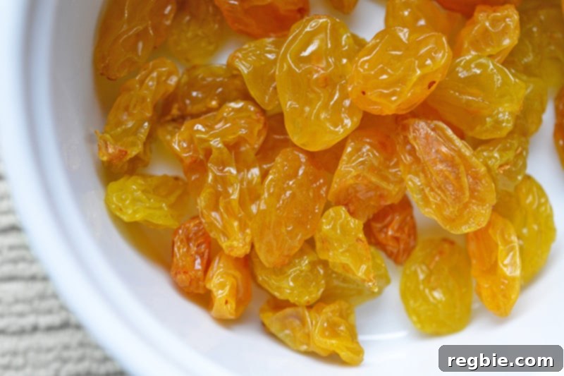 Sweet Golden Raisins, adding natural sweetness to Swiss Chard recipe