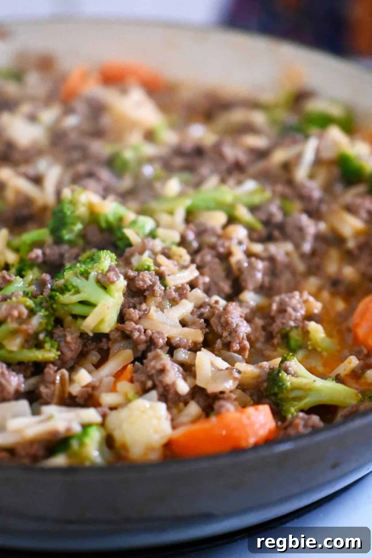 One-Pan Ground Beef and Veggie Power Bowl 17 Finished skillet