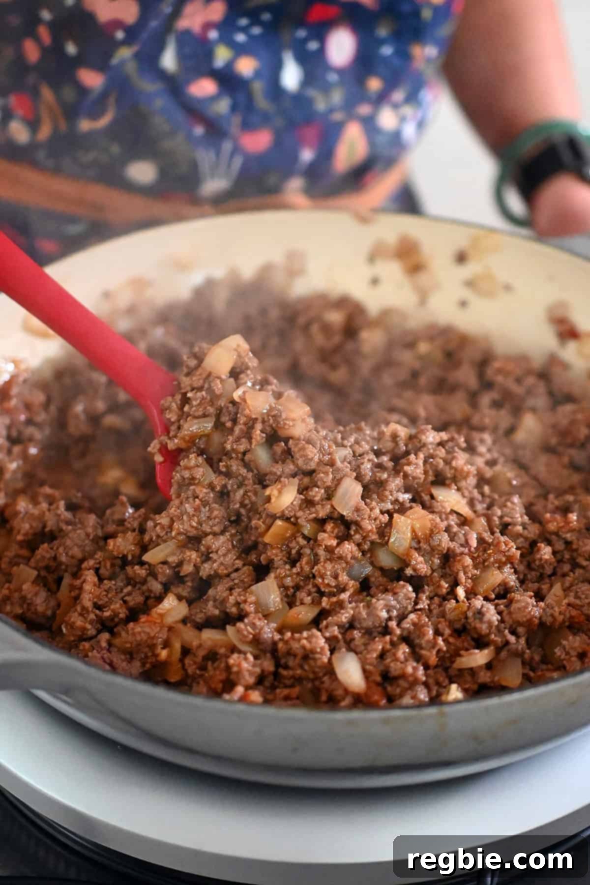 One-Pan Ground Beef and Veggie Power Bowl 8 Seasoned ground beef and onions