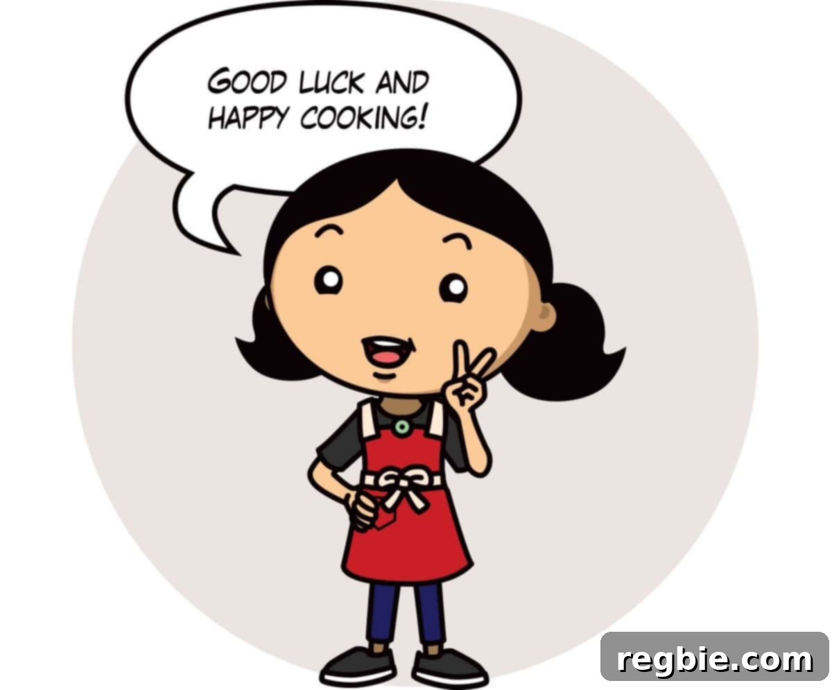 March Culinary Quest 2026 4 A cartoon Michelle Tam in a red apron has a word bubble that says,"Good luck and happy cooking!" encouraging all participants in the Nom Nom Paleo Monthly Cooking Challenge.