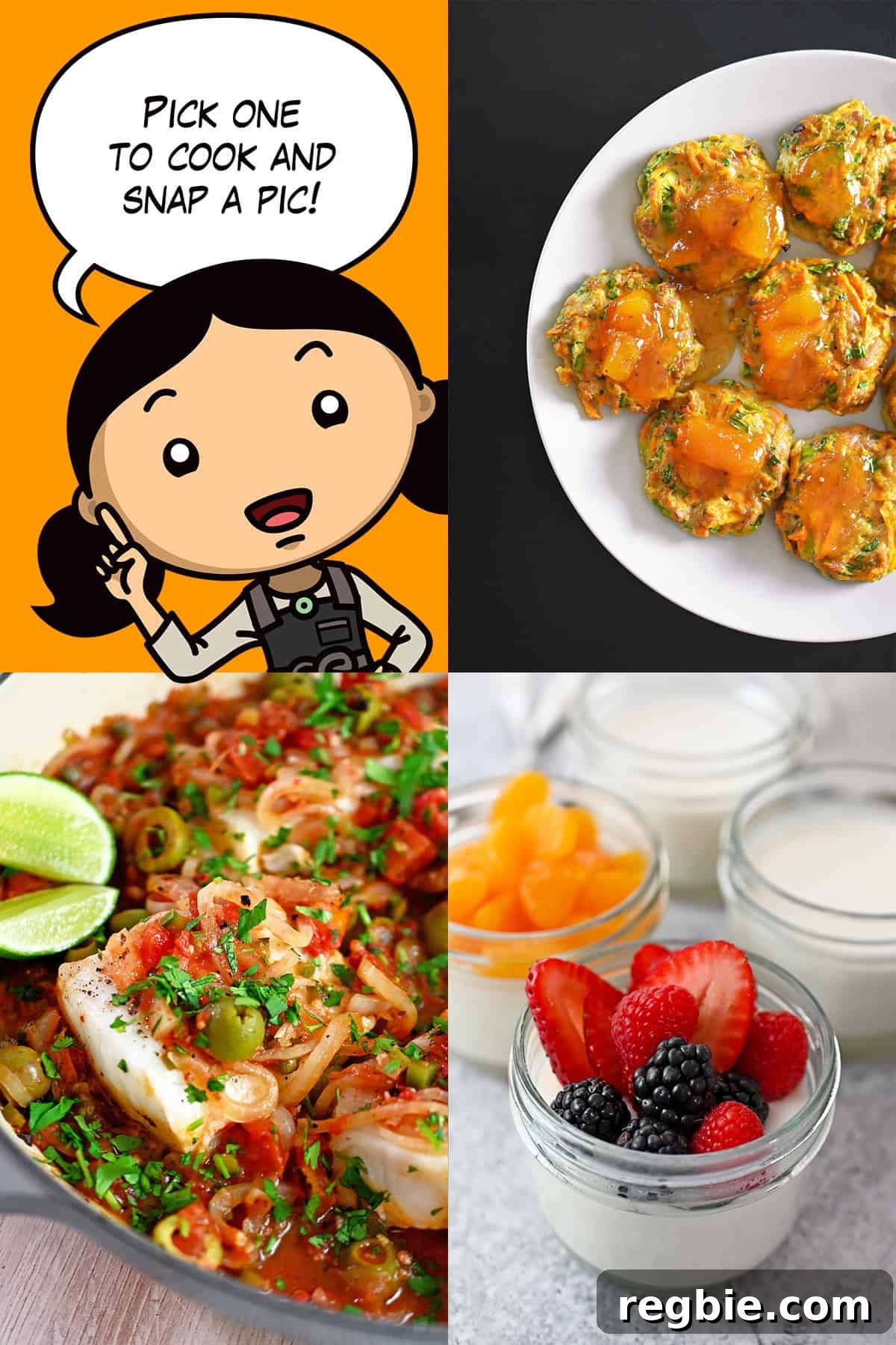 July 2026 Cooking Challenge: 31 Summer Recipes 3 A cartoon Michelle Tam tells people to cook on of the three dishes listed and take a picture of it: curry turkey bites, coconut jelly, and fish with Veracruz sauce.